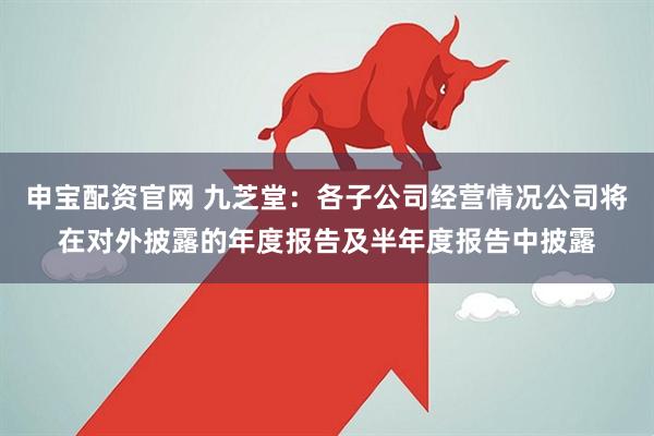 申宝配资官网 九芝堂：各子公司经营情况公司将在对外披露的年度报告及半年度报告中披露